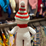 Handmade organic cotton crochet snowman christmas toy by Ana Chic