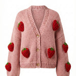 Berry – Chunky Wool Hand-Knitted Cardigan — handmade chunky wool hand-knit cardigan by Ana Chic