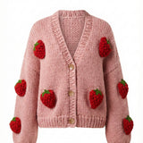 Berry – Chunky Wool Hand-Knitted Cardigan — handmade chunky wool hand-knit cardigan by Ana Chic