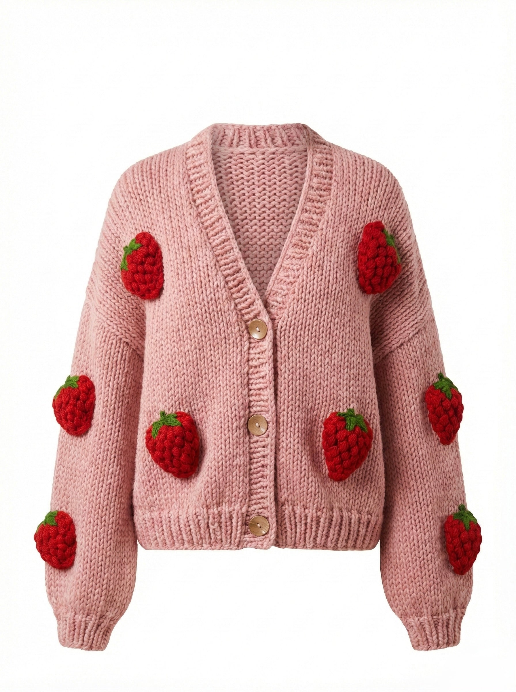 Berry – Chunky Wool Hand-Knitted Cardigan — handmade chunky wool hand-knit cardigan by Ana Chic