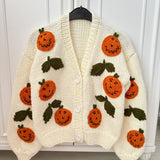 Pumpkin – Chunky Wool Hand-Knitted Cardigan