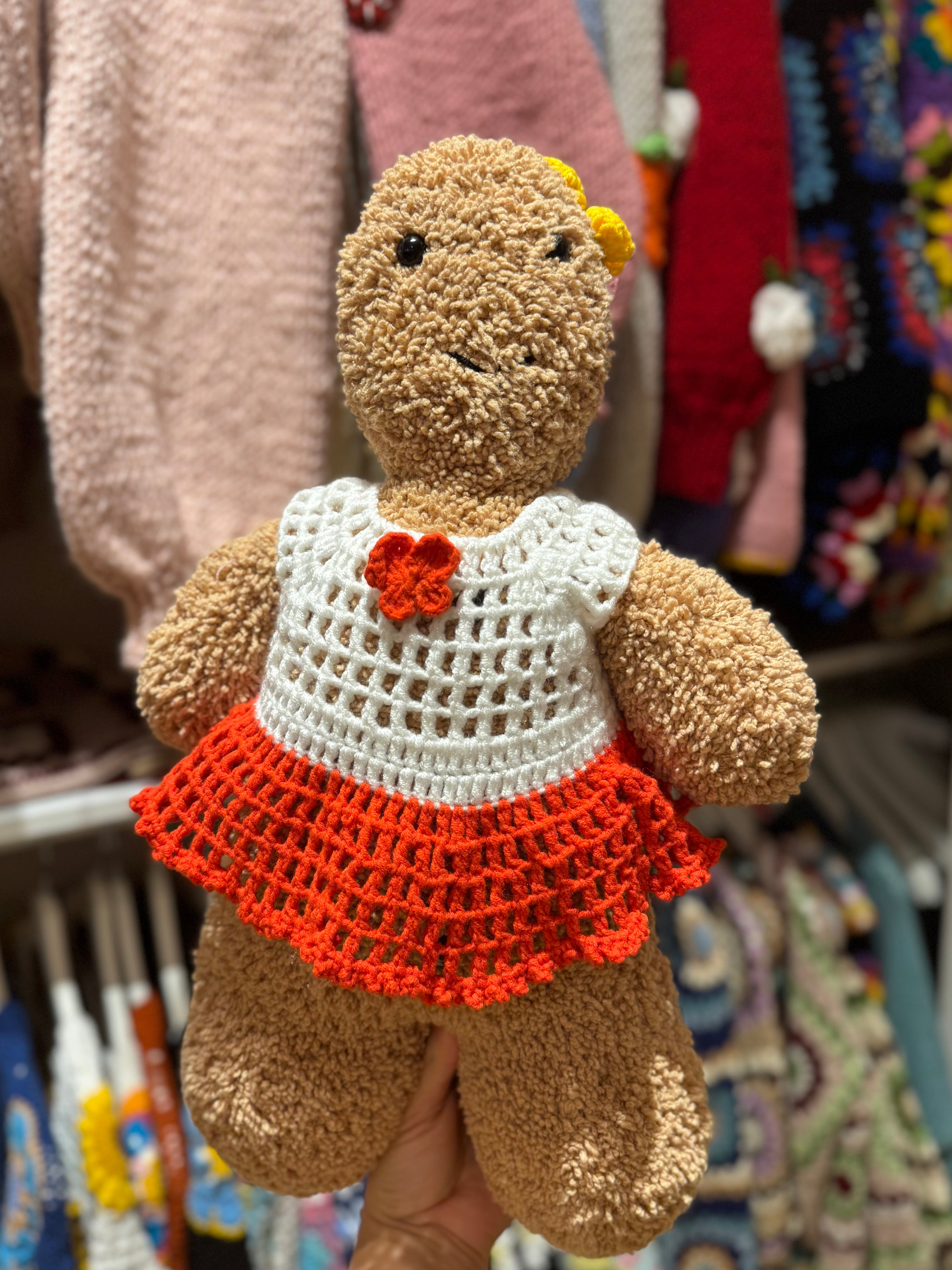 Handmade organic cotton crochet gingerbread lady by Ana Chic