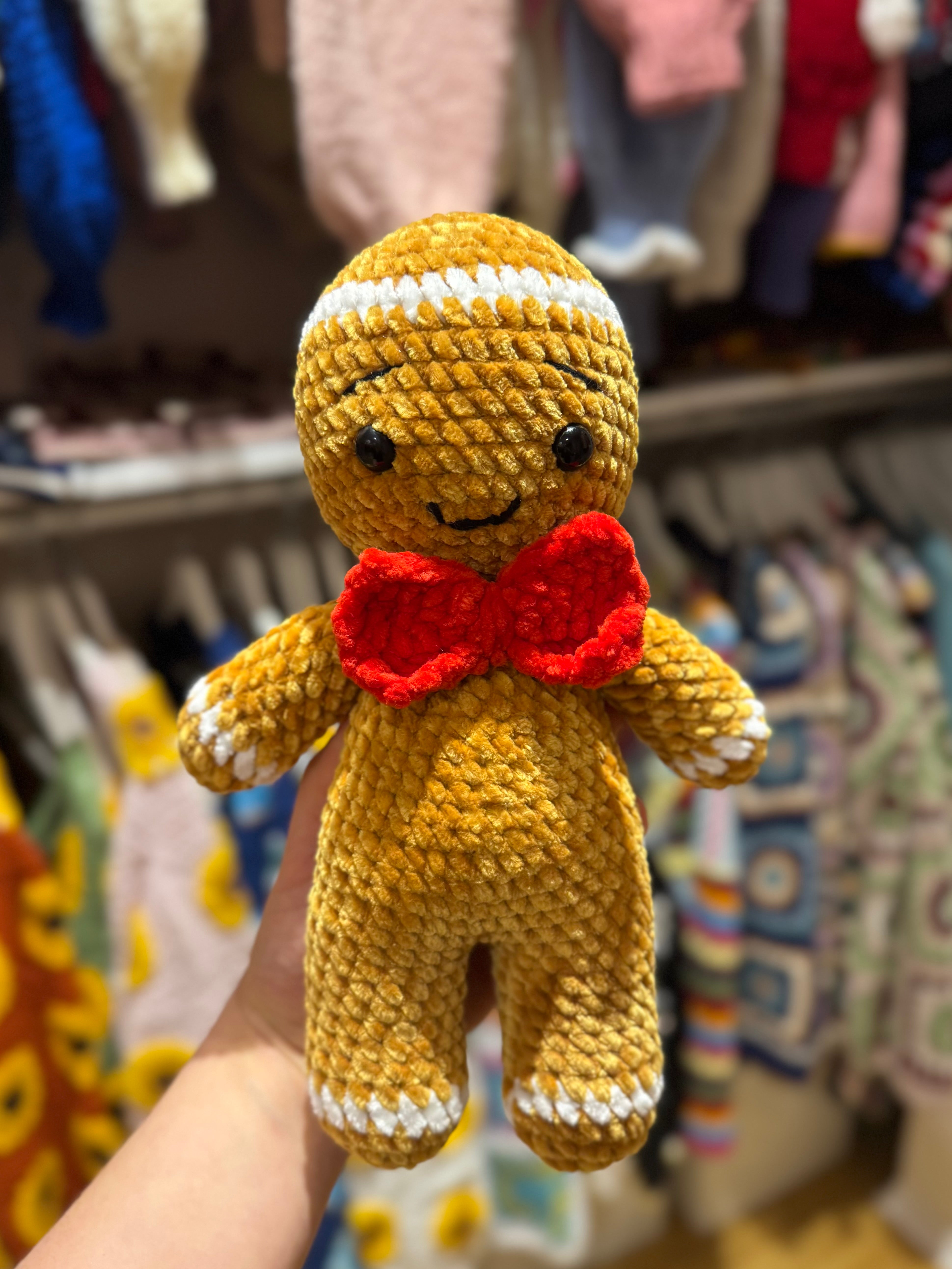 Handmade organic cotton crochet gingerbread christmas toy by Ana Chic