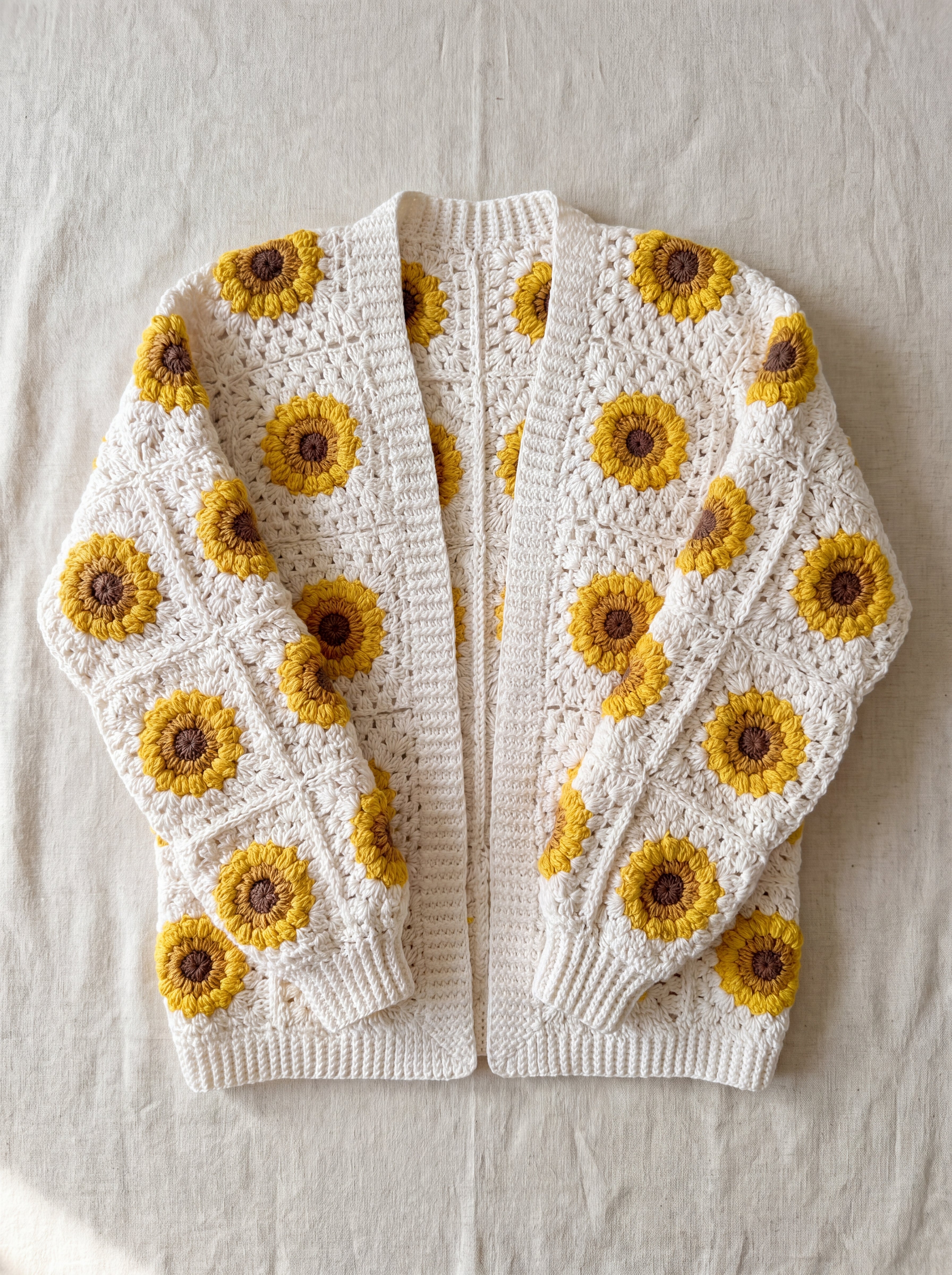 Handmade organic cotton cardigan (White) by Ana Chic
