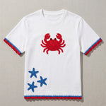 Handmade organic cotton t-shirt with crochet accents by Ana Chic