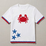Handmade organic cotton t-shirt with crochet accents by Ana Chic