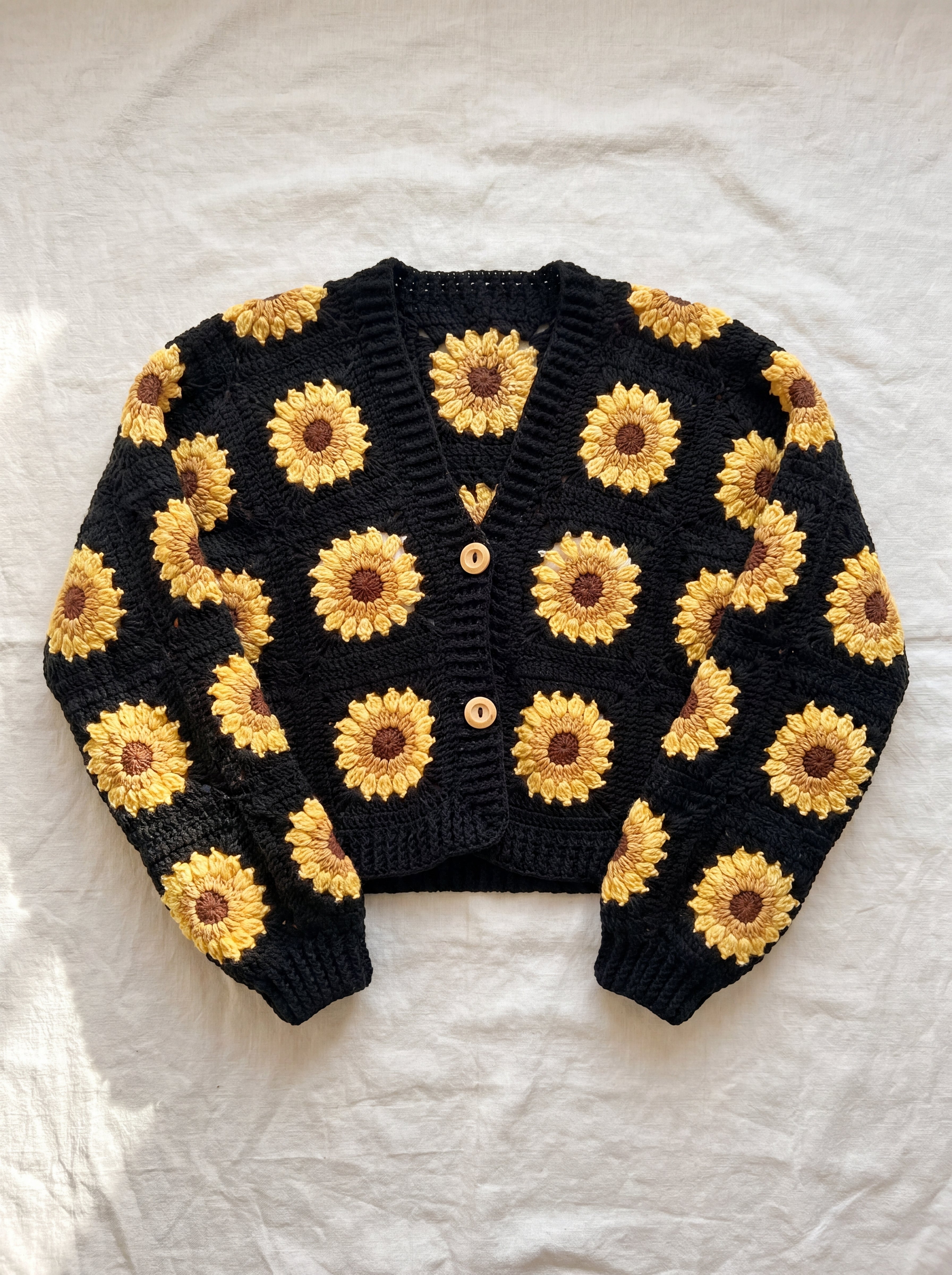 Handmade organic cotton cardigan (Black) by Ana Chic