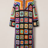 Handmade organic cotton long hooded crochet coat by Ana Chic