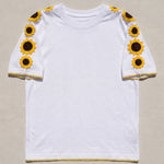 Handmade organic cotton t-shirt with crochet accents by Ana Chic