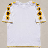 Handmade organic cotton t-shirt with crochet accents by Ana Chic