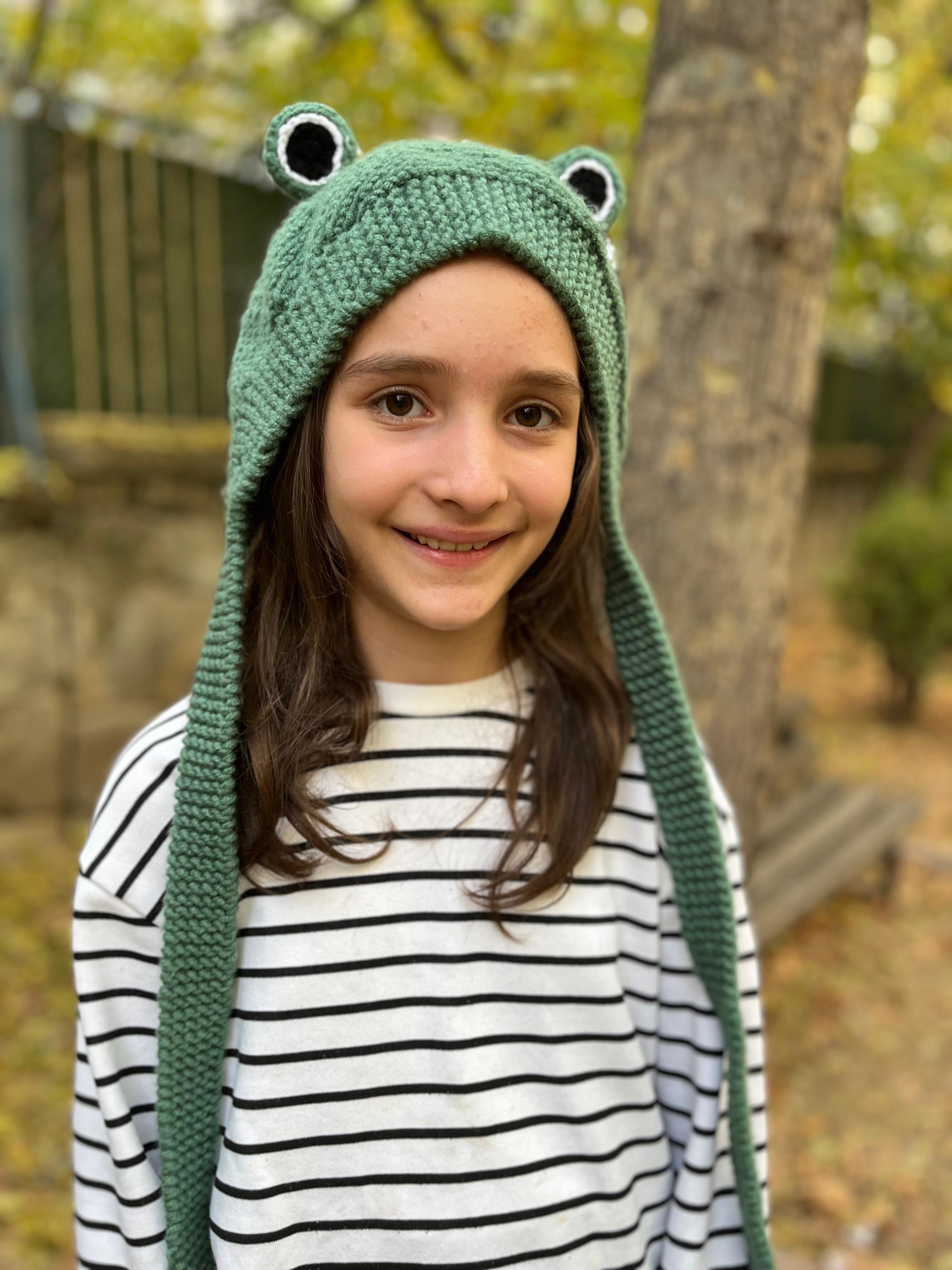Handmade Beanie by Ana Chic - Froggy Beanie with Ties