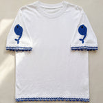 Handmade organic cotton t-shirt with crochet accents by Ana Chic