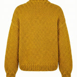 Mushroom– Chunky Wool Hand-Knitted Cardigan — handmade chunky wool hand-knit cardigan by Ana Chic, styled view