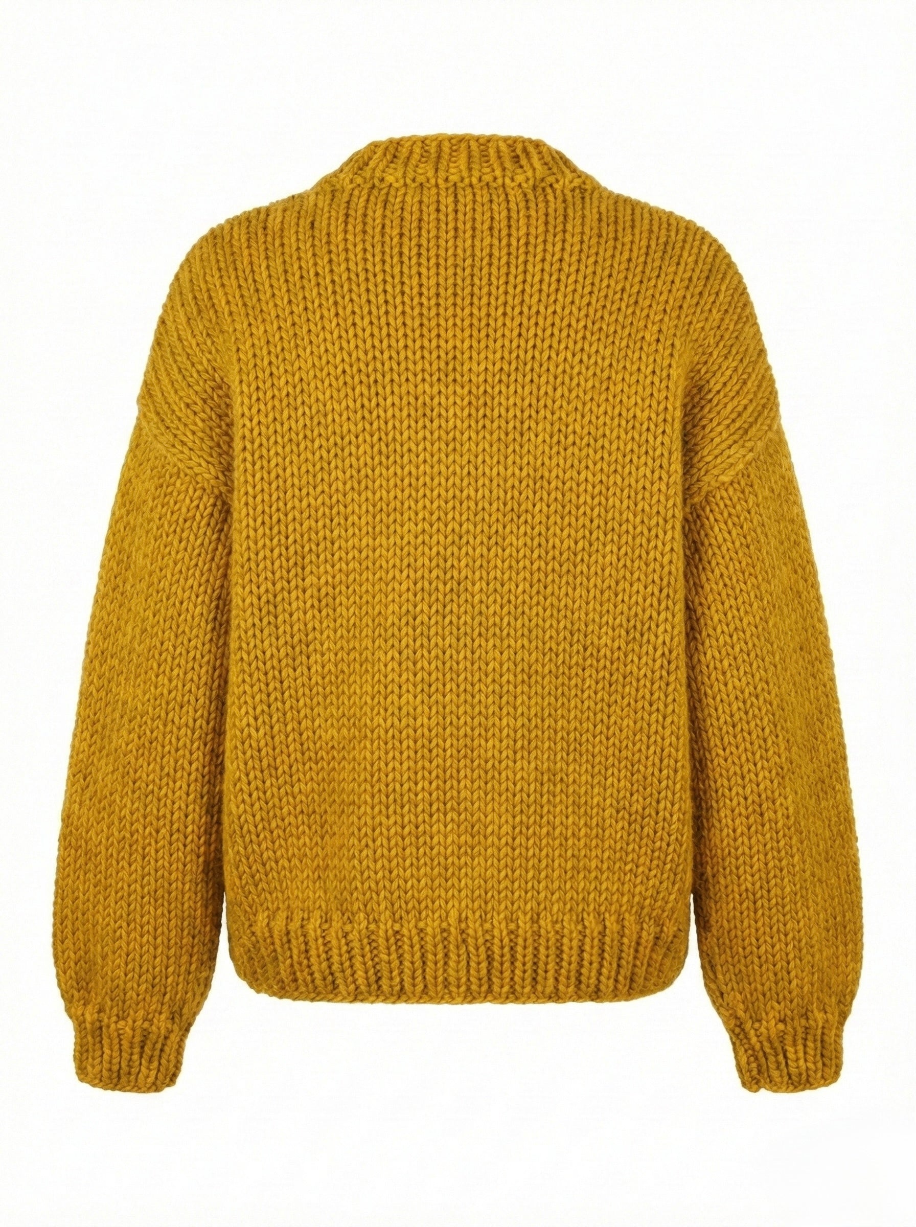 Mushroom– Chunky Wool Hand-Knitted Cardigan — handmade chunky wool hand-knit cardigan by Ana Chic, styled view