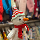 Handmade organic cotton crochet snowman christmas toy by Ana Chic