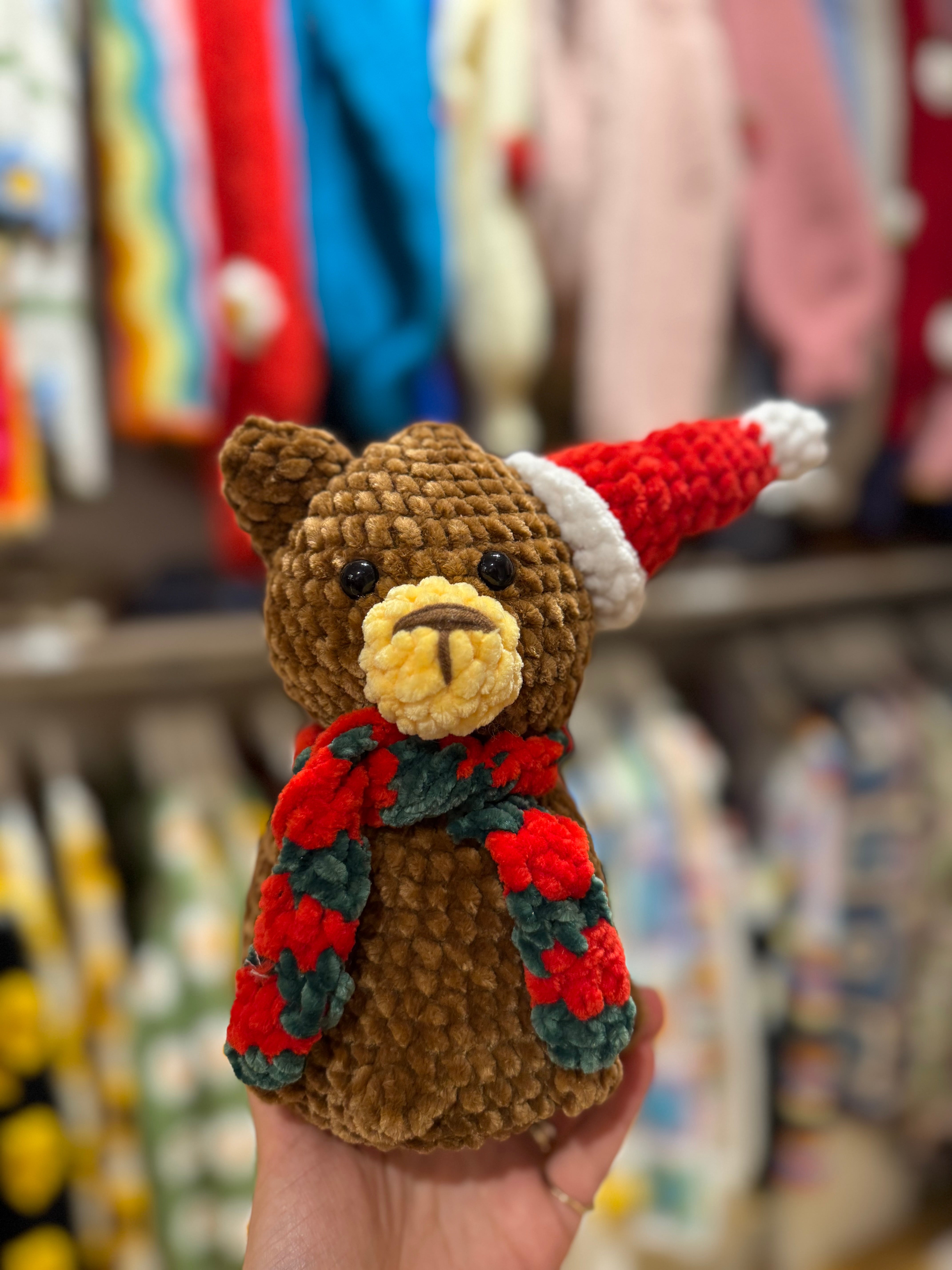 Handmade organic cotton crochet bear toy by Ana Chic