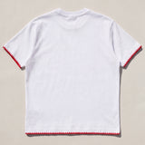 Handmade organic cotton t-shirt with crochet accents by Ana Chic