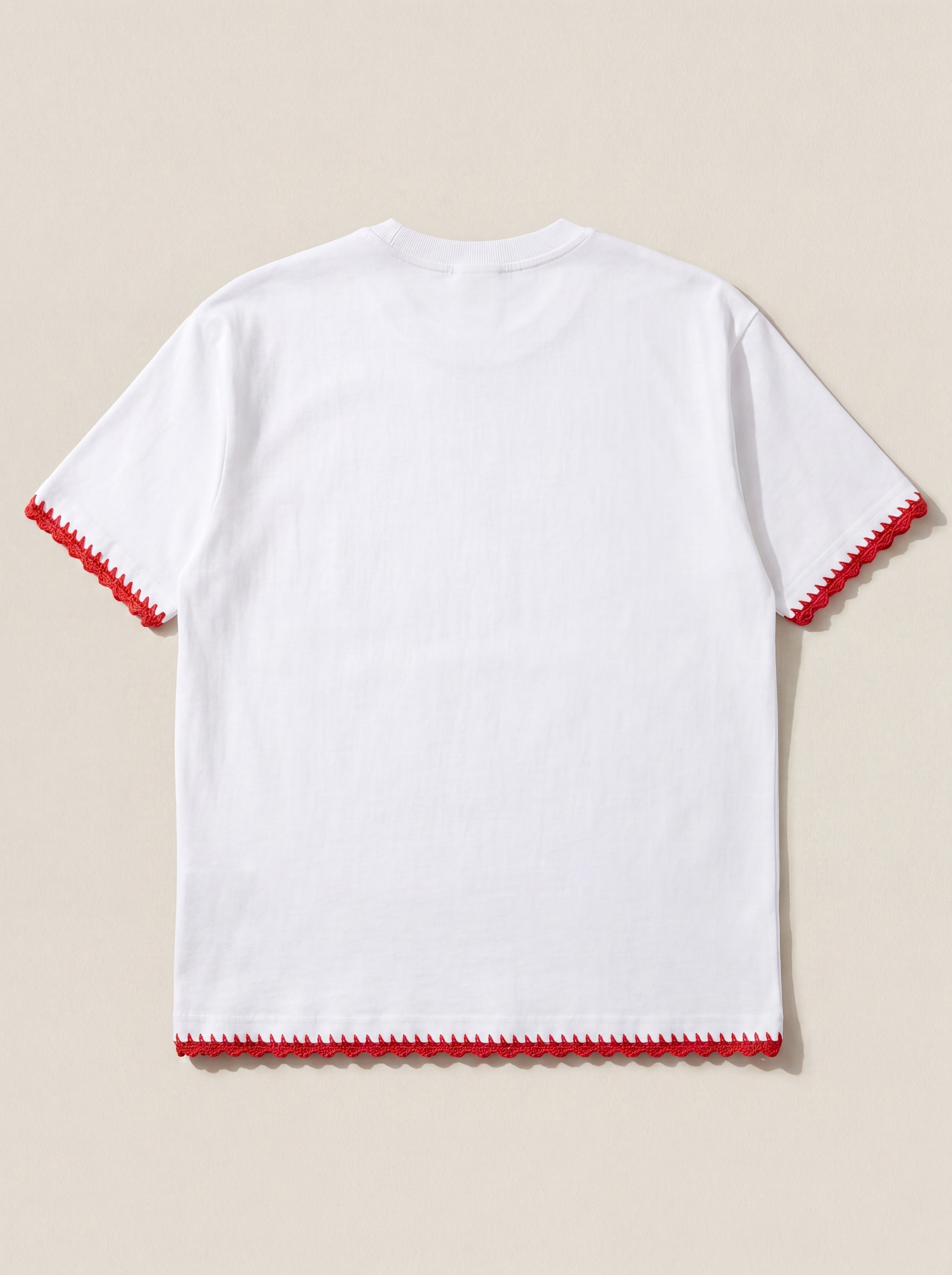 Handmade organic cotton t-shirt with crochet accents by Ana Chic