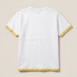 Handmade organic cotton t-shirt with crochet accents by Ana Chic