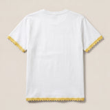 Handmade organic cotton t-shirt with crochet accents by Ana Chic
