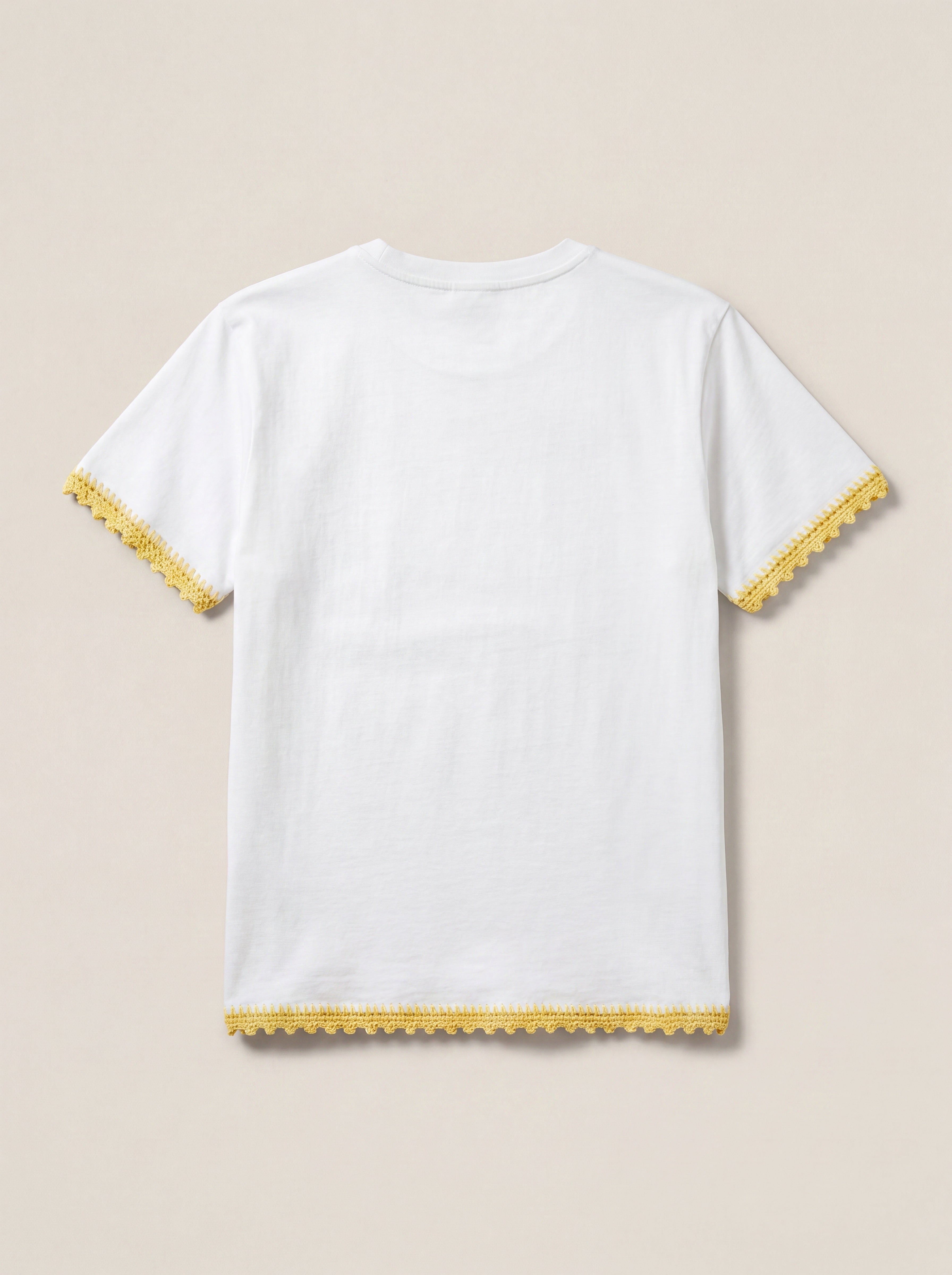 Handmade organic cotton t-shirt with crochet accents by Ana Chic