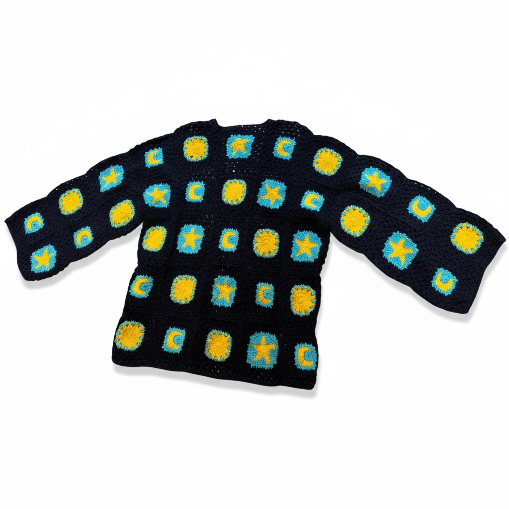 Handmade organic cotton crochet starry night by Ana Chic