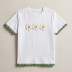 Handmade organic cotton t-shirt with crochet accents by Ana Chic