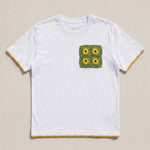 Handmade organic cotton t-shirt with crochet accents by Ana Chic