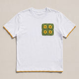 Handmade organic cotton t-shirt with crochet accents by Ana Chic