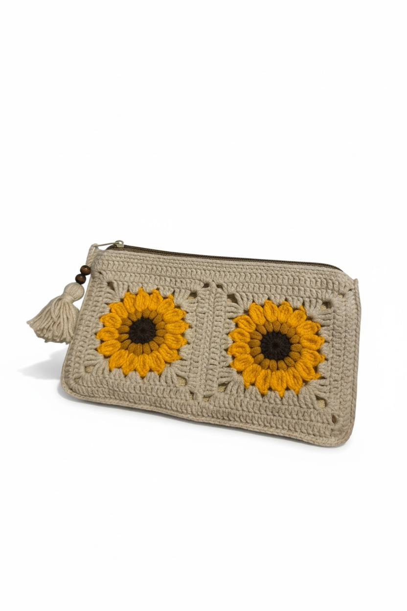 Pencil case — handmade organic cotton crochet accessories by Ana Chic, styled view