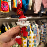 Handmade organic cotton crochet ghost christmas keychain by Ana Chic