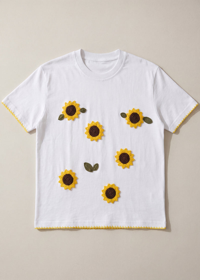Handmade organic cotton t-shirt with crochet accents by Ana Chic
