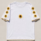 Handmade organic cotton t-shirt with crochet accents by Ana Chic