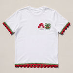 Handmade organic cotton t-shirt with crochet accents by Ana Chic
