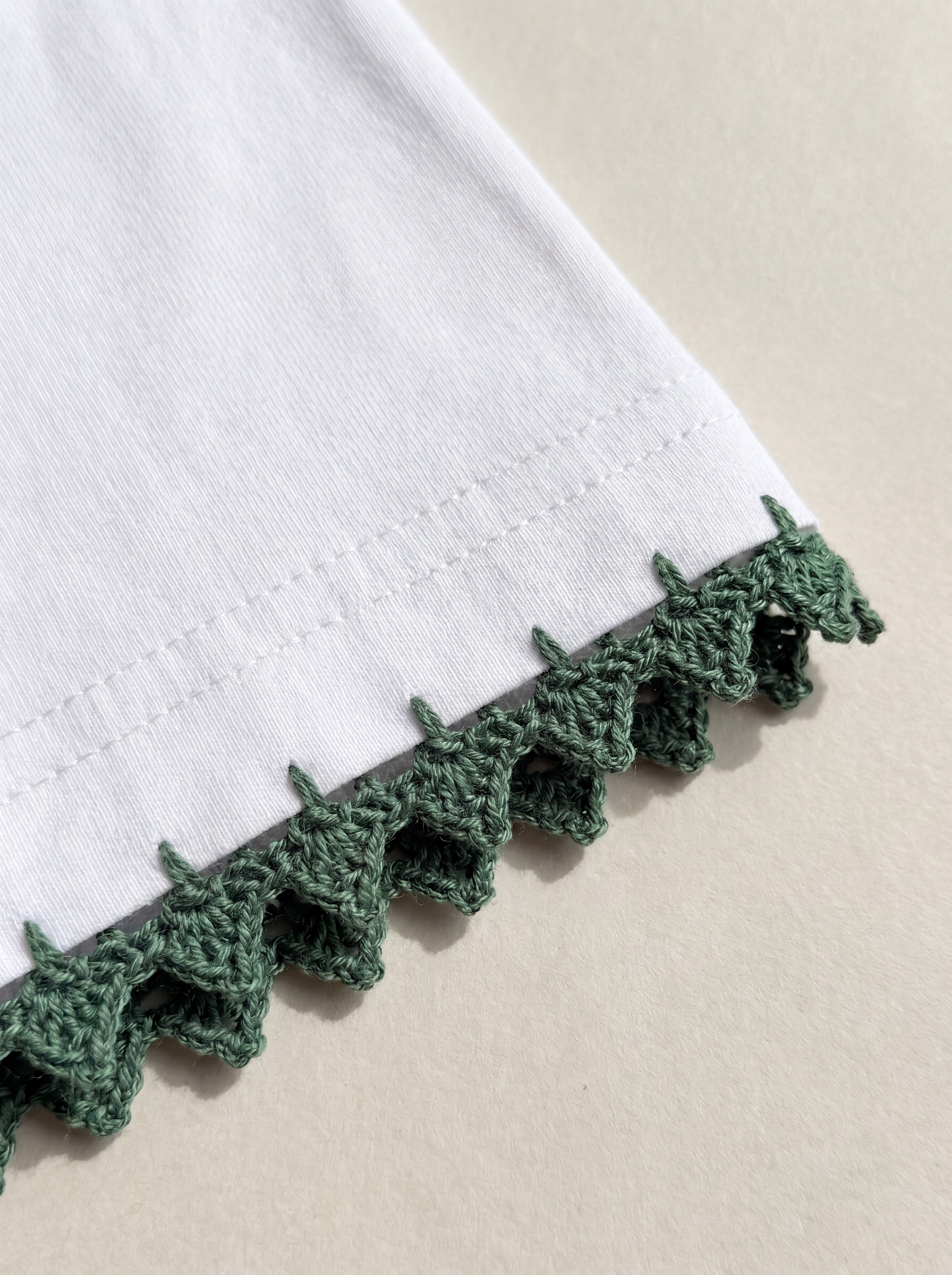 Handmade organic cotton t-shirt with crochet accents by Ana Chic