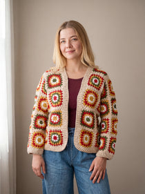 Handmade crochet cardigan worn, studio — Ana Chic