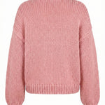 Berry – Chunky Wool Hand-Knitted Cardigan — handmade chunky wool hand-knit cardigan by Ana Chic, detail 2