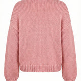 Berry – Chunky Wool Hand-Knitted Cardigan — handmade chunky wool hand-knit cardigan by Ana Chic, detail 2