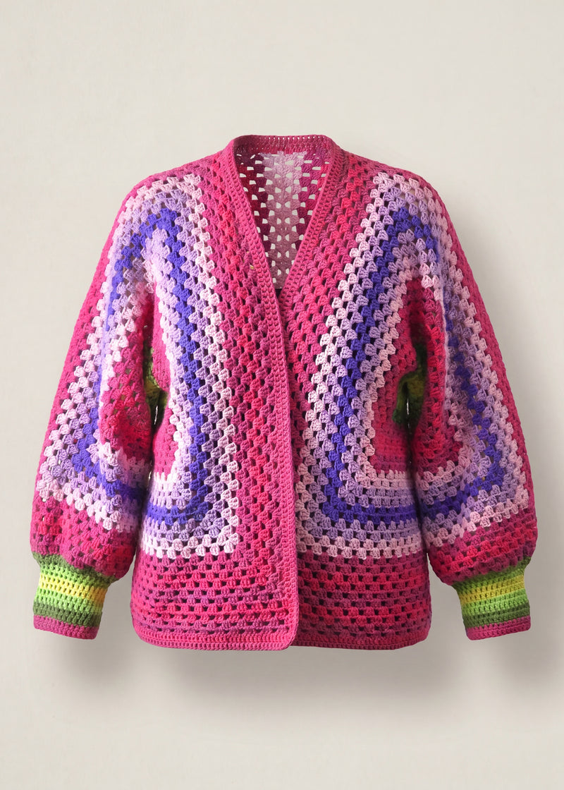 Handmade organic cotton crochet cardigan by Ana Chic