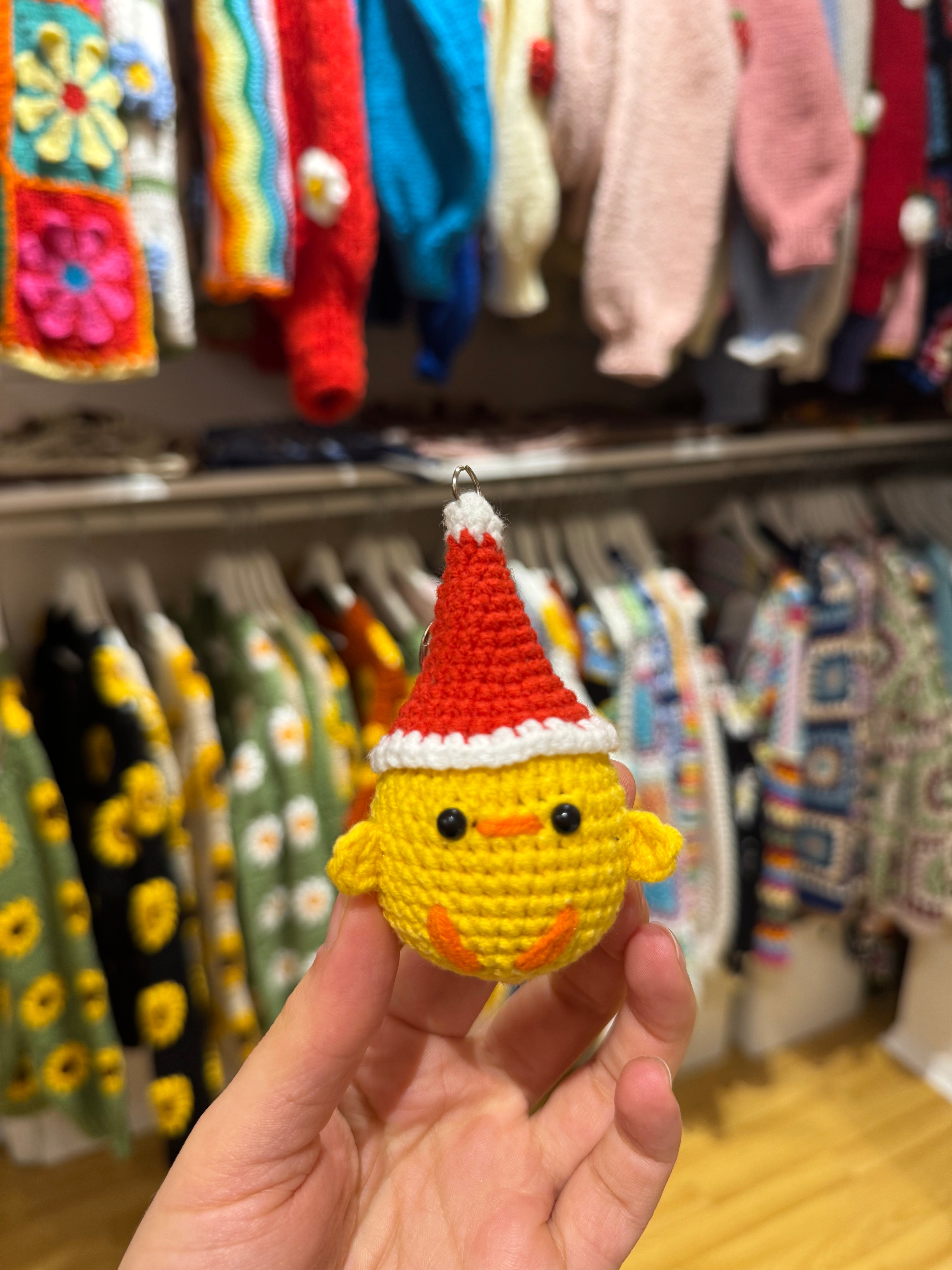 Handmade organic cotton crochet duck keychain by Ana Chic