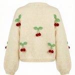 Cherry Knitted Cardigan — handmade organic cotton knit cardigan by Ana Chic, detail 2