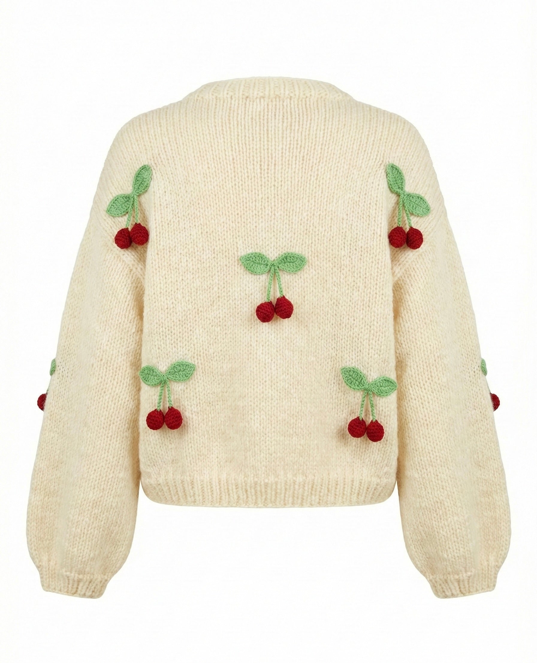 Cherry Knitted Cardigan — handmade organic cotton knit cardigan by Ana Chic, detail 2