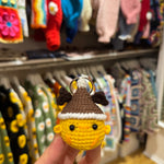 Handmade organic cotton crochet duck keychain by Ana Chic