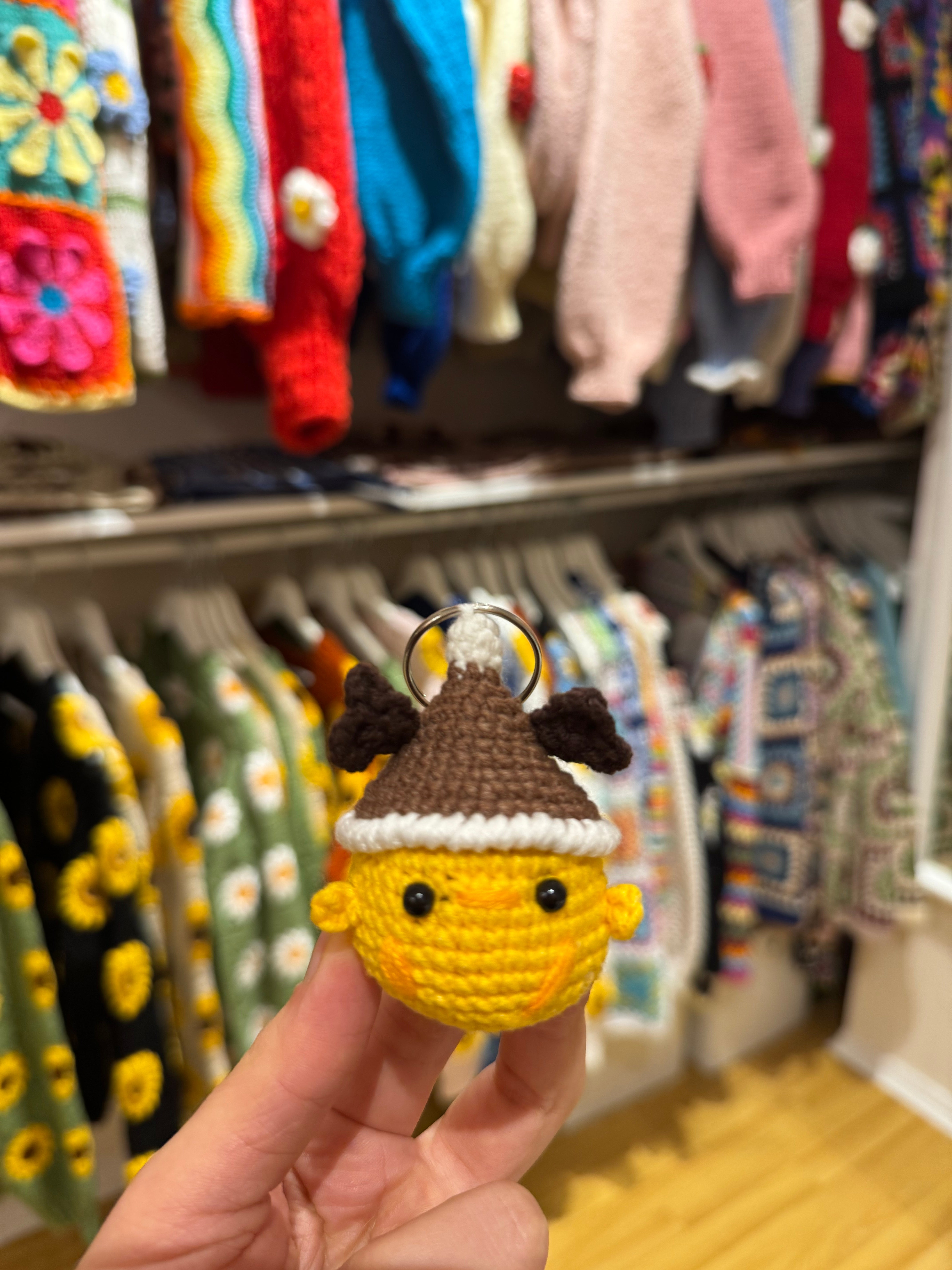 Handmade organic cotton crochet duck keychain by Ana Chic