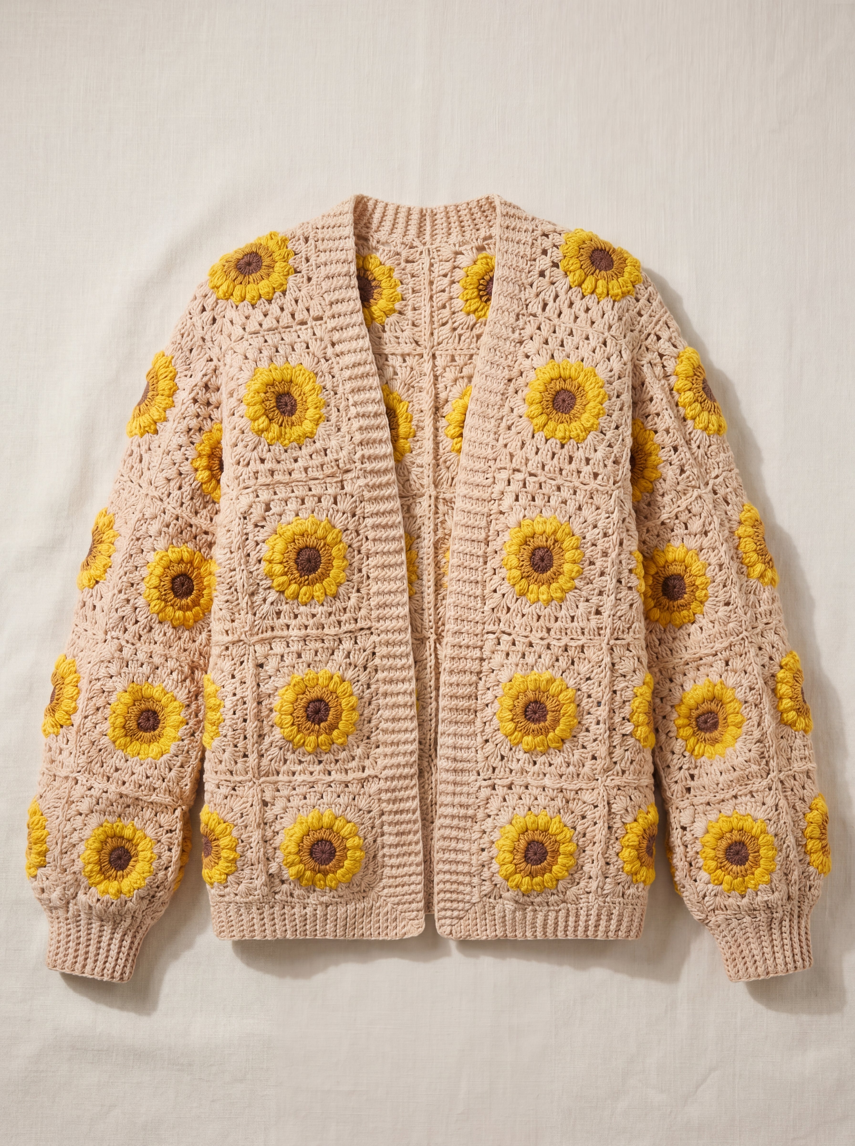 Handmade organic cotton cardigan (Beige) by Ana Chic