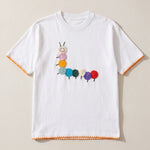 Handmade organic cotton t-shirt with crochet accents by Ana Chic