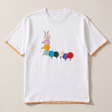 Handmade organic cotton t-shirt with crochet accents by Ana Chic