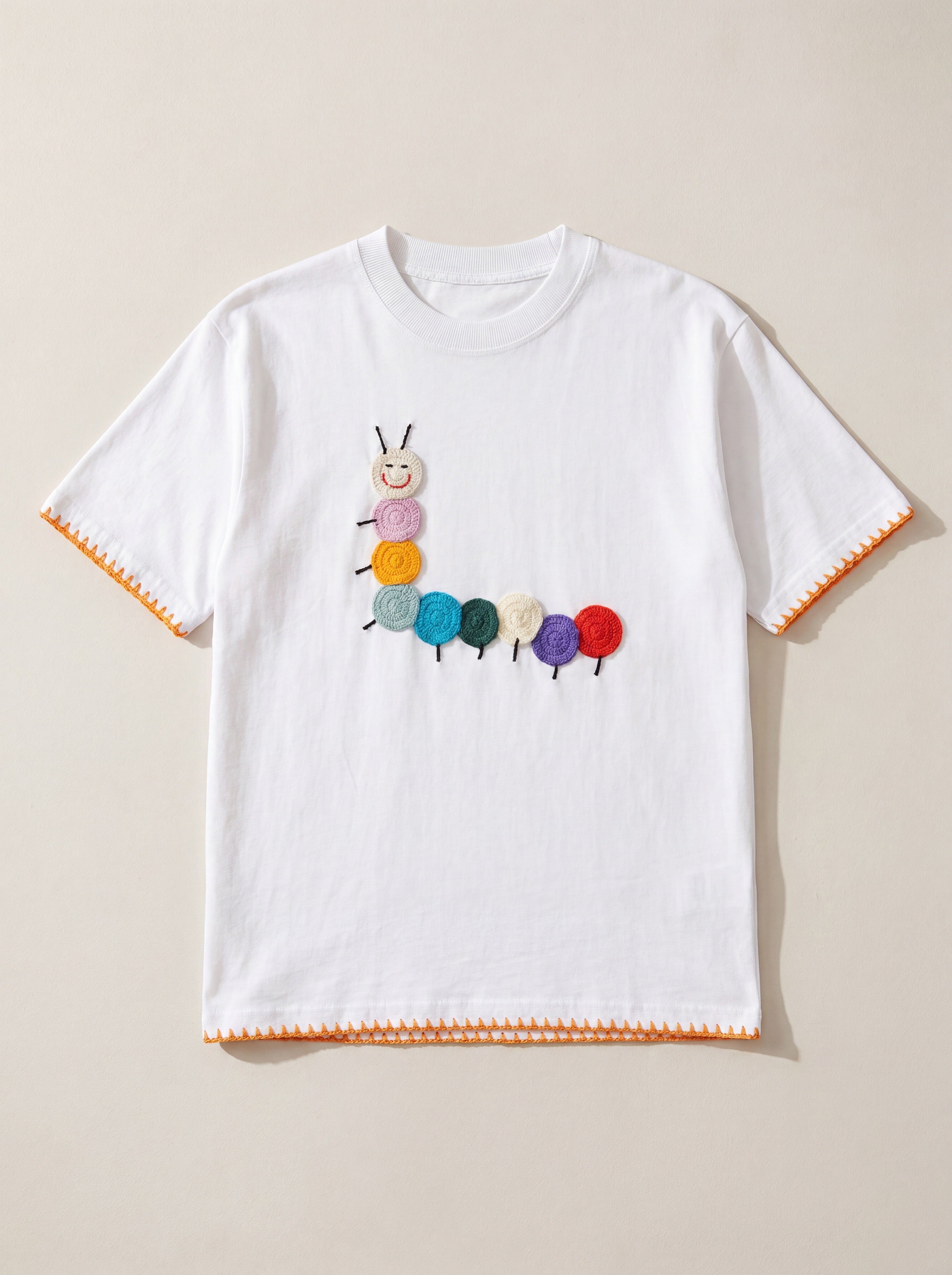 Handmade organic cotton t-shirt with crochet accents by Ana Chic