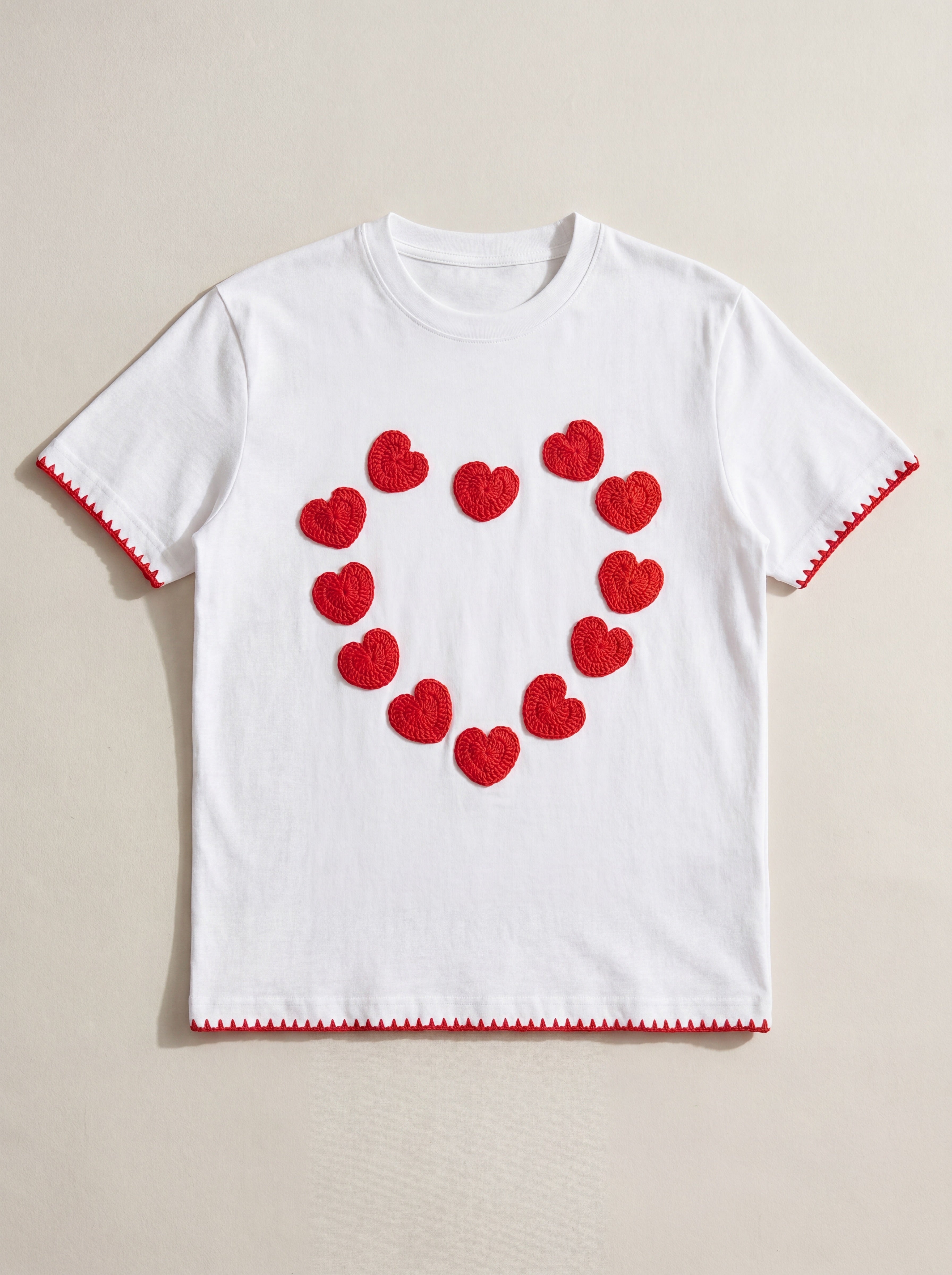 Handmade organic cotton t-shirt with crochet accents by Ana Chic