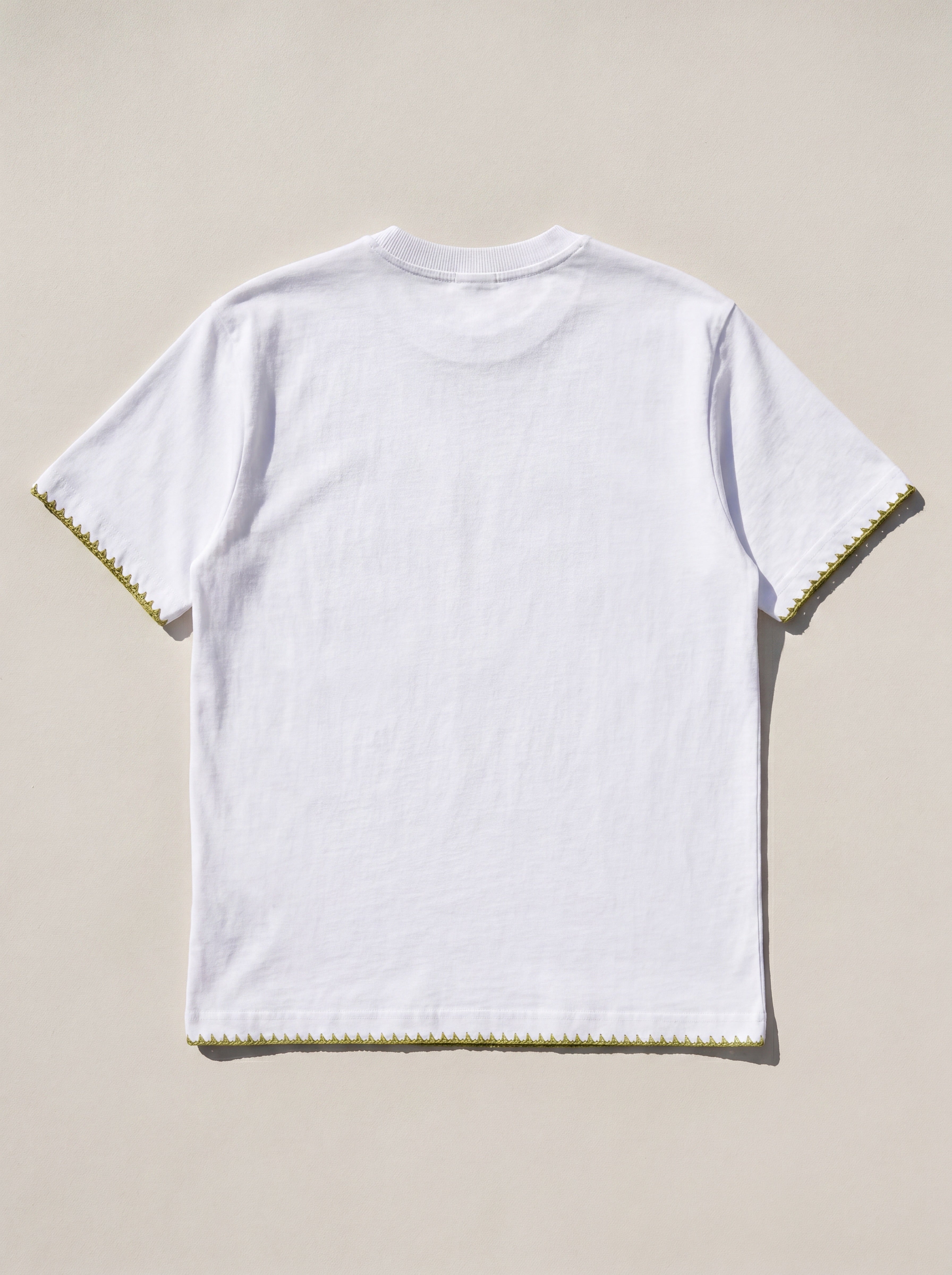 Handmade organic cotton t-shirt with crochet accents by Ana Chic